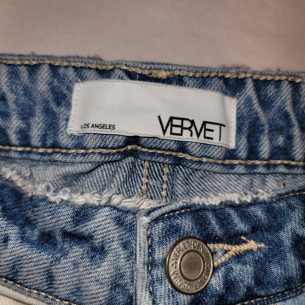 VERVET LA Two-Tone Distressed Denim Shorts Raw Hem Grunge Streetwear Size Small - Picture 4 of 9